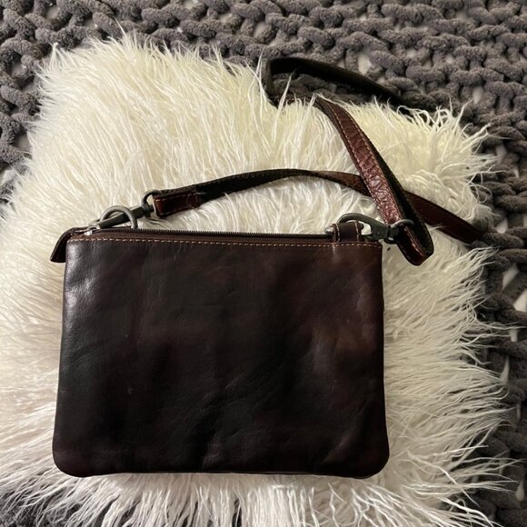 JACK GEORGES BROWN LEATHER CROSSBODY MINI WITH REMOVEABLE STRAP - Picture 3 of 4